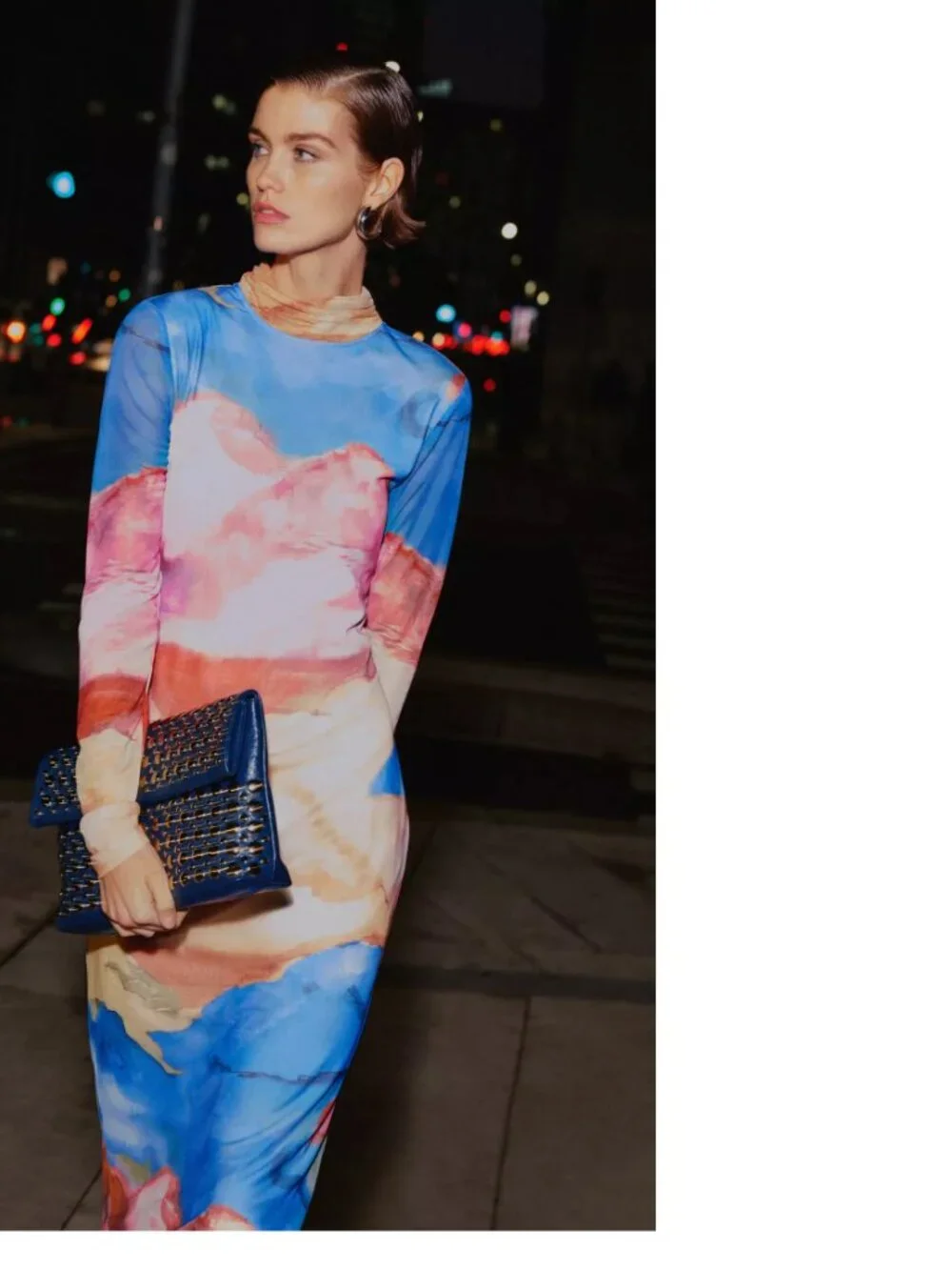 By Anthropologie Mock-Neck Knit Maxi Dress new with tag BLUE size L - Picture 6 of 9